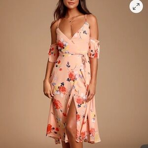 Lulu's Peach Floral Maxi Dress